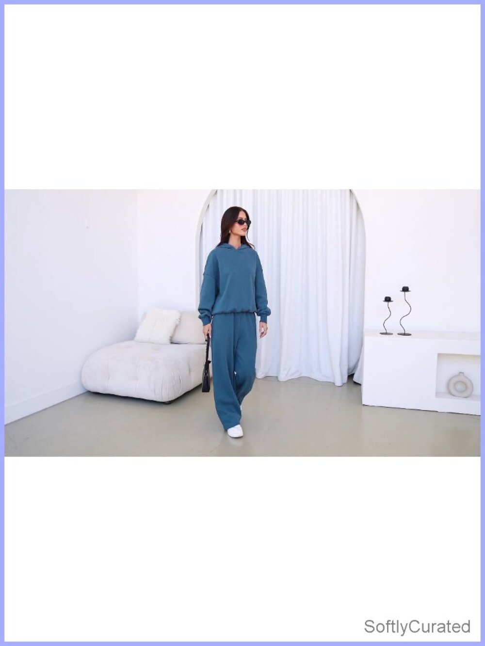 2 Piece Sweatsuit Set Long Sleeve Hoodie Wide Leg Joggers Matching Tracksuit - Picture 6 of 6